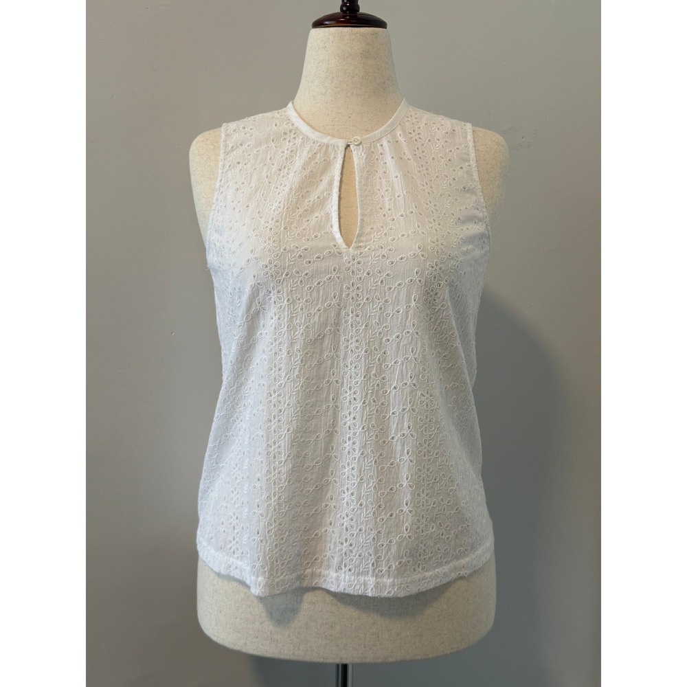NWT AG Adriano Goldschmied Bret Eyelet Shell Top White 100% Cotton Sleeveless S